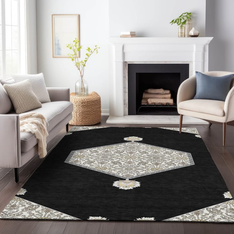 Machine Washable Indoor/ Outdoor Traditional Chantille Rug