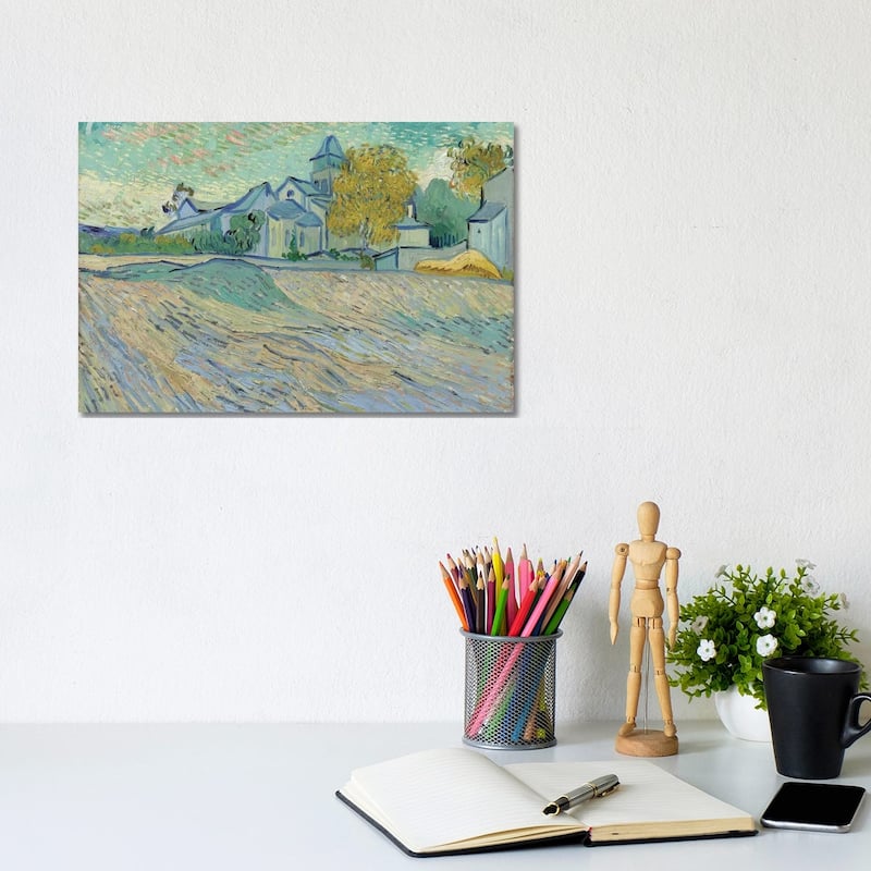 iCanvas "Vue de L'Asile et de la Chapelle de Saint-Remy, 1889 " by Vincent van Gogh Canvas Print - 8x12x0.75