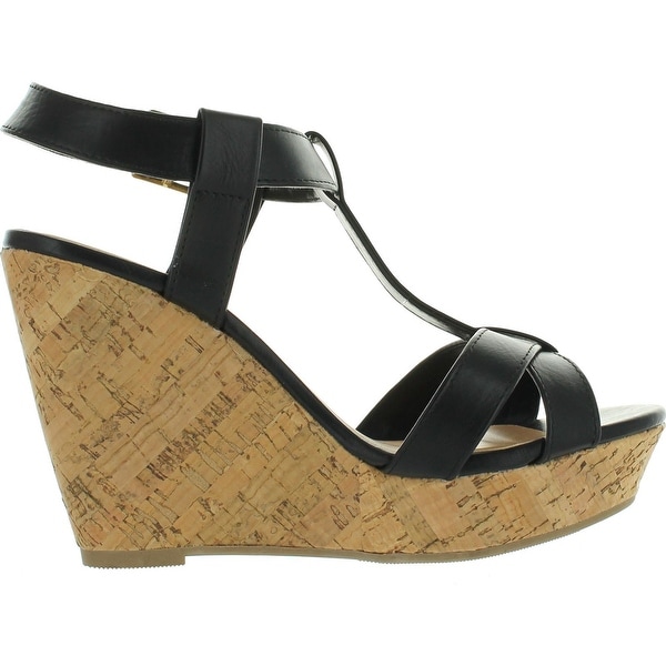 black t strap wedge sandals