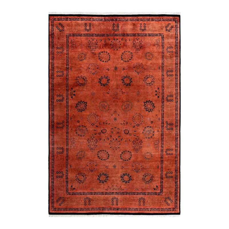 Contemporary Overdyed Wool Hand Knotted Area Rug - 6' 1" x 9' 4"