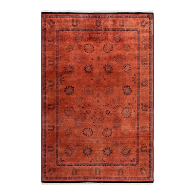 Contemporary Overdyed Wool Hand Knotted Area Rug - 6' 1" x 9' 4"