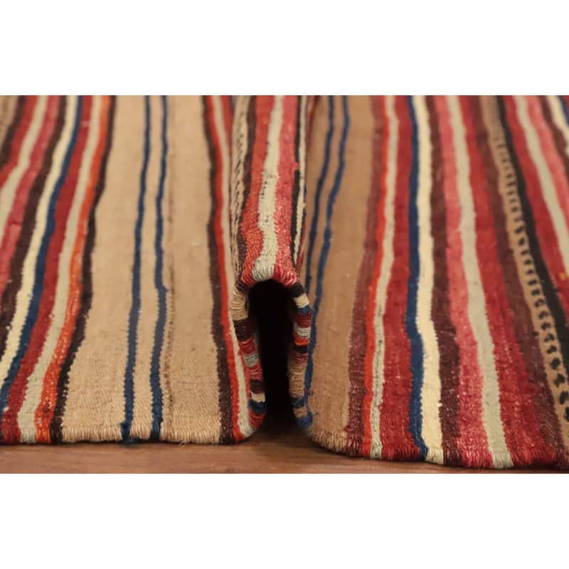 Hand Woven Oriental 100% Wool Carpet Southwestern Geometric Multi-Colored Kilim Area Rug - 8' 0'' X 5' 2''