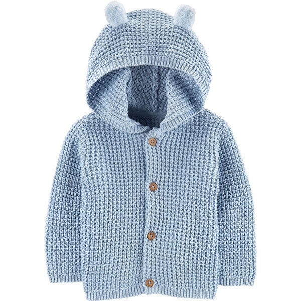 Carter's Baby Boys' Hooded Cardigan, Blue, 6 Months - Overstock - 31793631