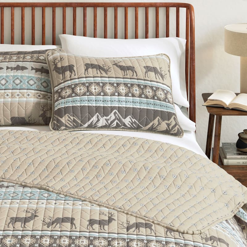 Linery & Co. Wildlife Stripe Microfiber Quilt Set With Shams