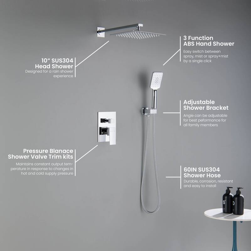 Cube Pressure Balanced 2-Function Shower System with Rough-In Valve
