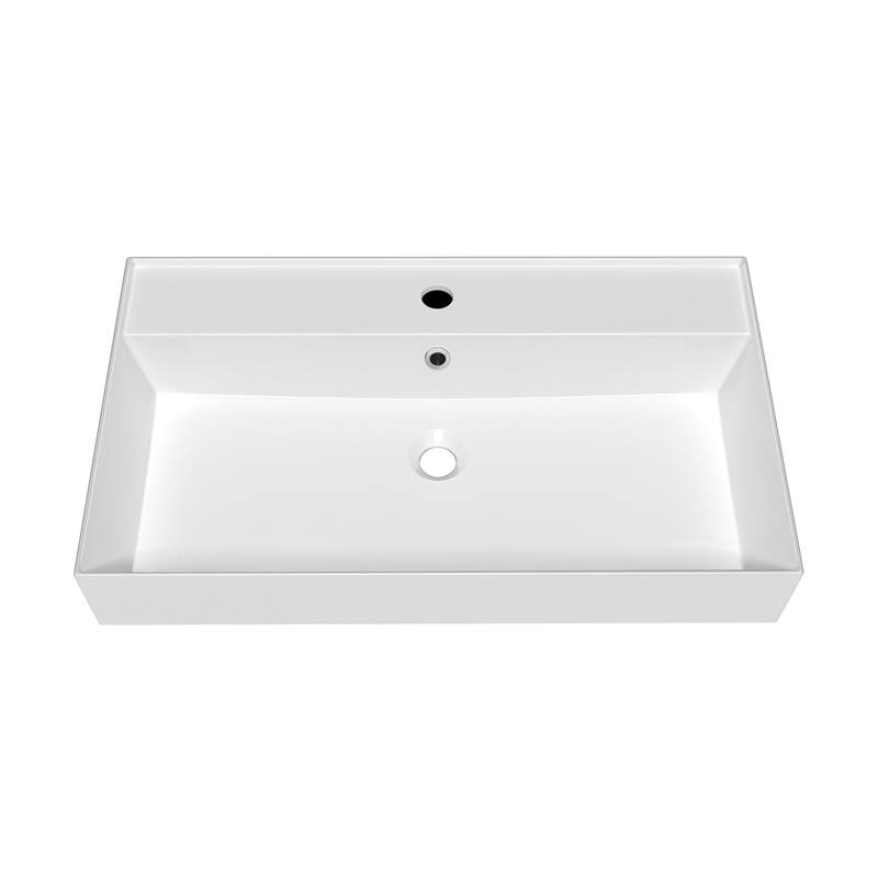 Whitehaus B-AG81-1H 31-7/8" Rectangular Vitreous China Wall Mounted