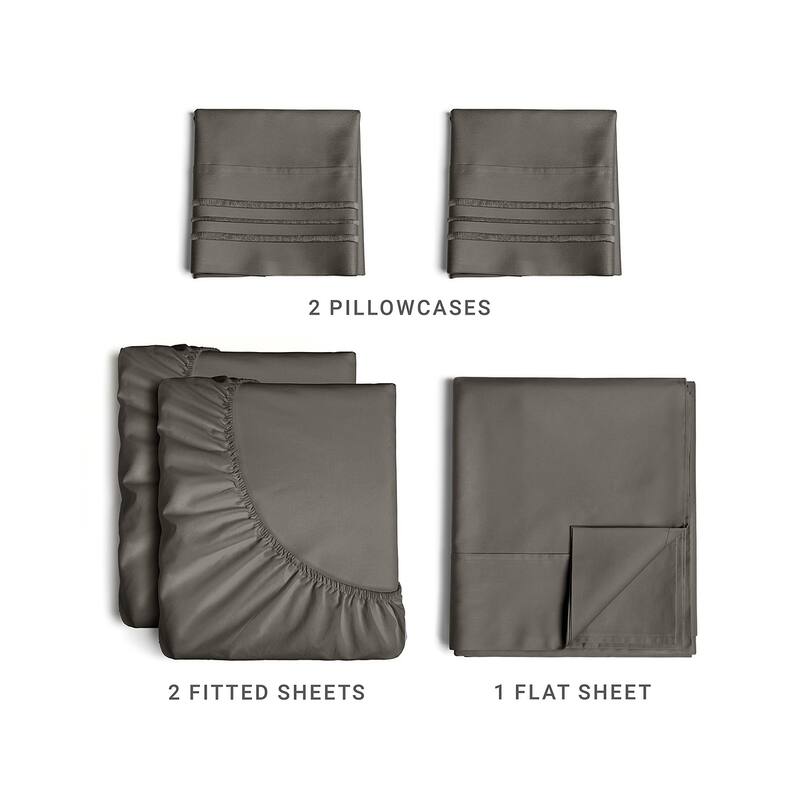 CGK Linens 4 Piece Solid Deep Pockets Microfiber, Easy-Fit Bed Sheet Set