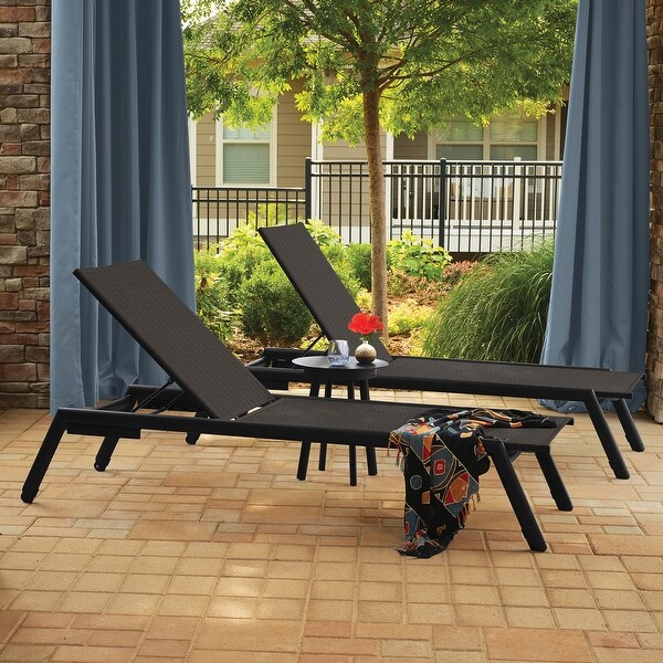Oxford Garden Eiland 3 Piece Carbon Ninja Chaise Lounge and End Table Set