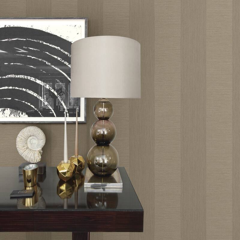A-Street Prints Intrepid Beige Faux Grasscloth Stripe Wallpaper