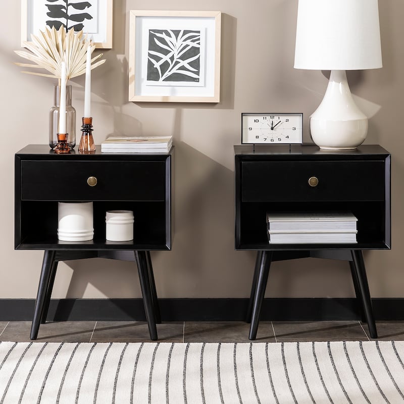 Middlebrook Mid-Century Solid Wood 1-Drawer Nightstand, Set of 2