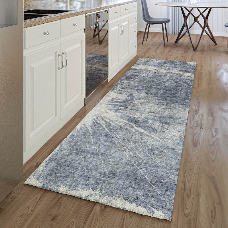 Premium Washable Super Soft Abstract Woodgrain Mayfield Rug - Navy - 2' 3" x 7' 6" - Runner