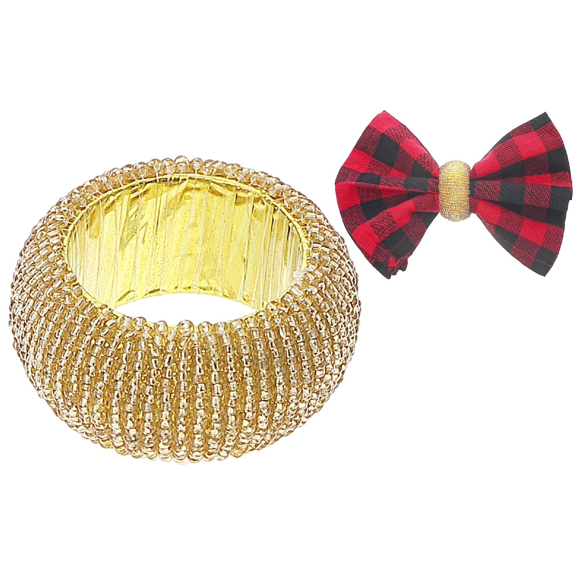 Gold Beaded Napkin Ring - Set of 6