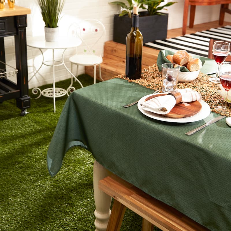 DII Stone Tonal Lattice Print Outdoor Tablecloth With Zipper 60 Round