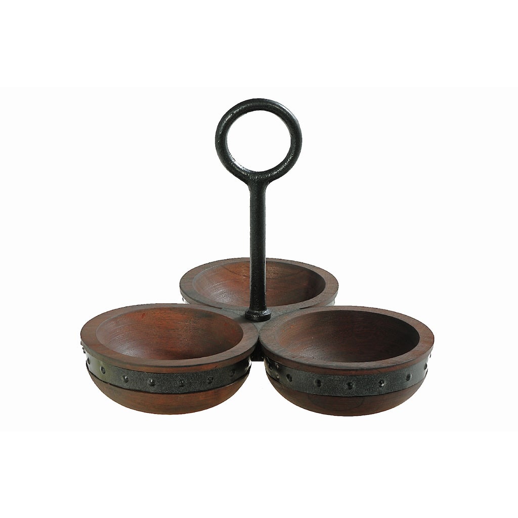 IH Casa Decor Gray Acacia Wood With Riveted Gunmetal 3 Section Server