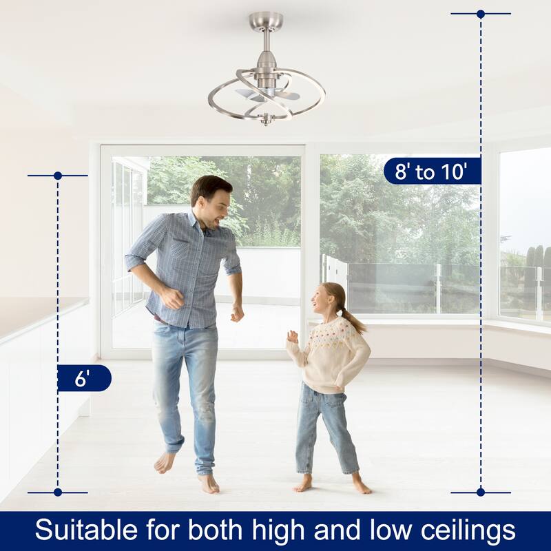 20" Modern 3-Blade Dimmable LED Ceiling Fan with Light Kit and Remote