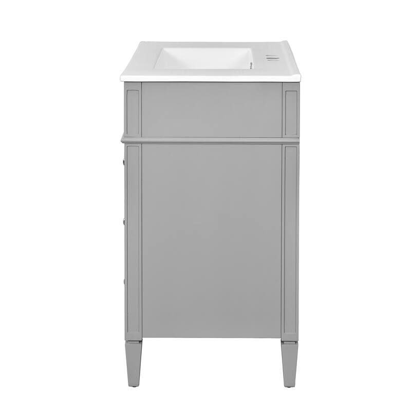 Single Sink Vanity for Bathroom Storage Cabinet with Tip-out Drawer, Small Drawer, Large Drawer, Door Rack and Adjustable Shelf