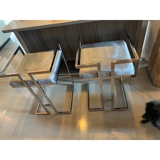 Silver Orchid Gordon Velvet Upholstered Chrome Finish Metal Barstools (Set of 2)