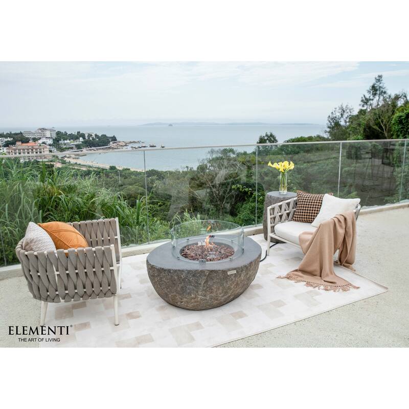 Elementi Boulder 45,000 BTU Concrete Propane Fire Table with Lava Rocks & Cover - 43.3 X 35 X 16.1