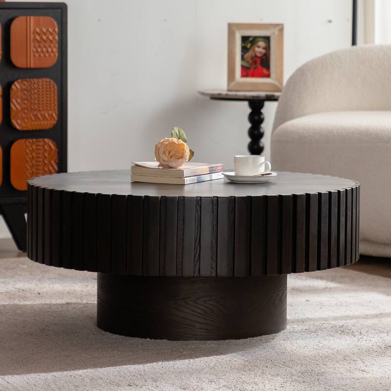 Embossed Decoration Sturdy Base Coffee Table
