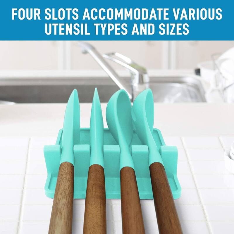 Zulay Kitchen Silicone Utensil Rest with Drip Pad