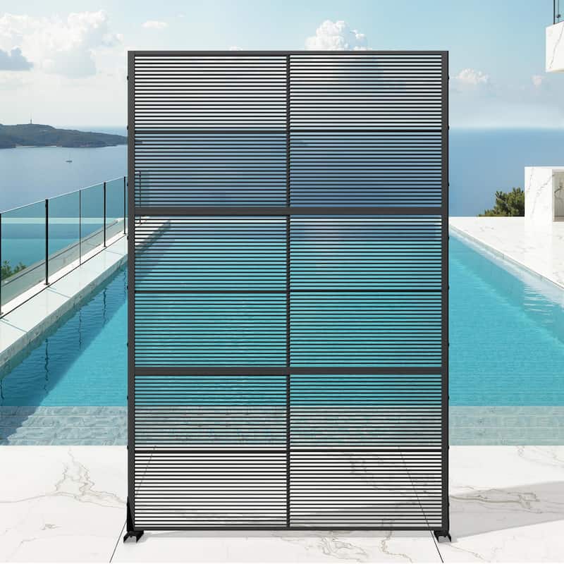 Dovelina 6ft.Outdoor Freestanding Metal Privacy Screen Decorative Garden Fence - 72"x47" - Black3