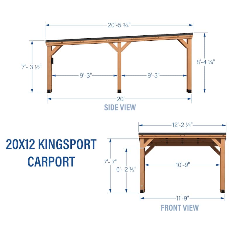 Backyard Discovery Kingsport 20x12' Cedar Wood Carport with Steel Roof