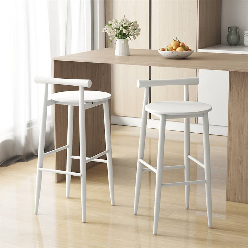 Gymax Bar Height Stools Set of 2 Bar Chair w/ Acacia Wood Frame