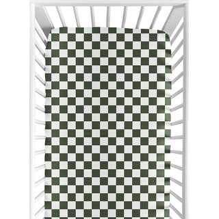 Sweet Jojo Designs Green Gingham Checkered Plaid Boy, Girl, Unisex/Gender Neutral Fitted Crib Sheet Vintage Classic Geometric