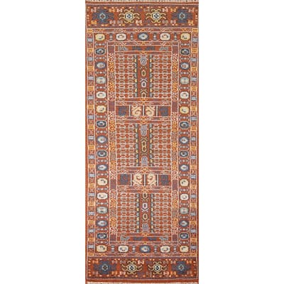 Orange Khotan Runner Rug Hand-Knotted Wool Carpet - 2'6"x 8'0"