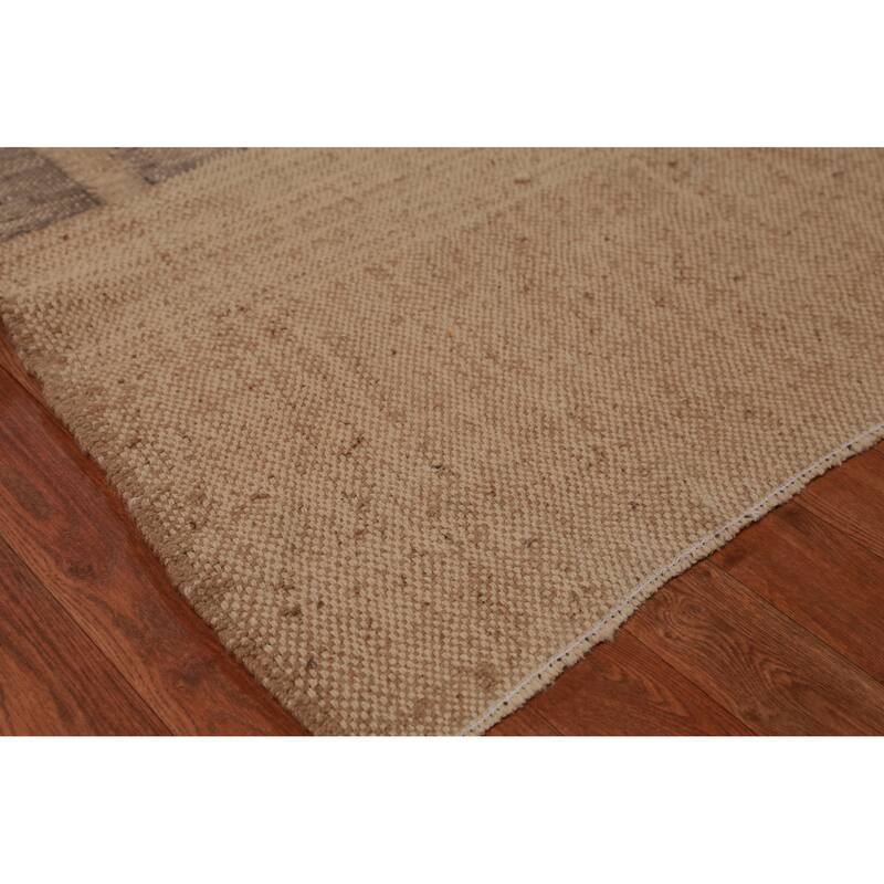 Hand Woven Oriental 100% Jute Carpet Southwestern Modern Brown Kilim Area Rug - 11' 2'' X 9' 6''