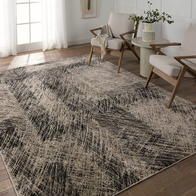 Natanael Abstract Black/ Taupe Area Rug