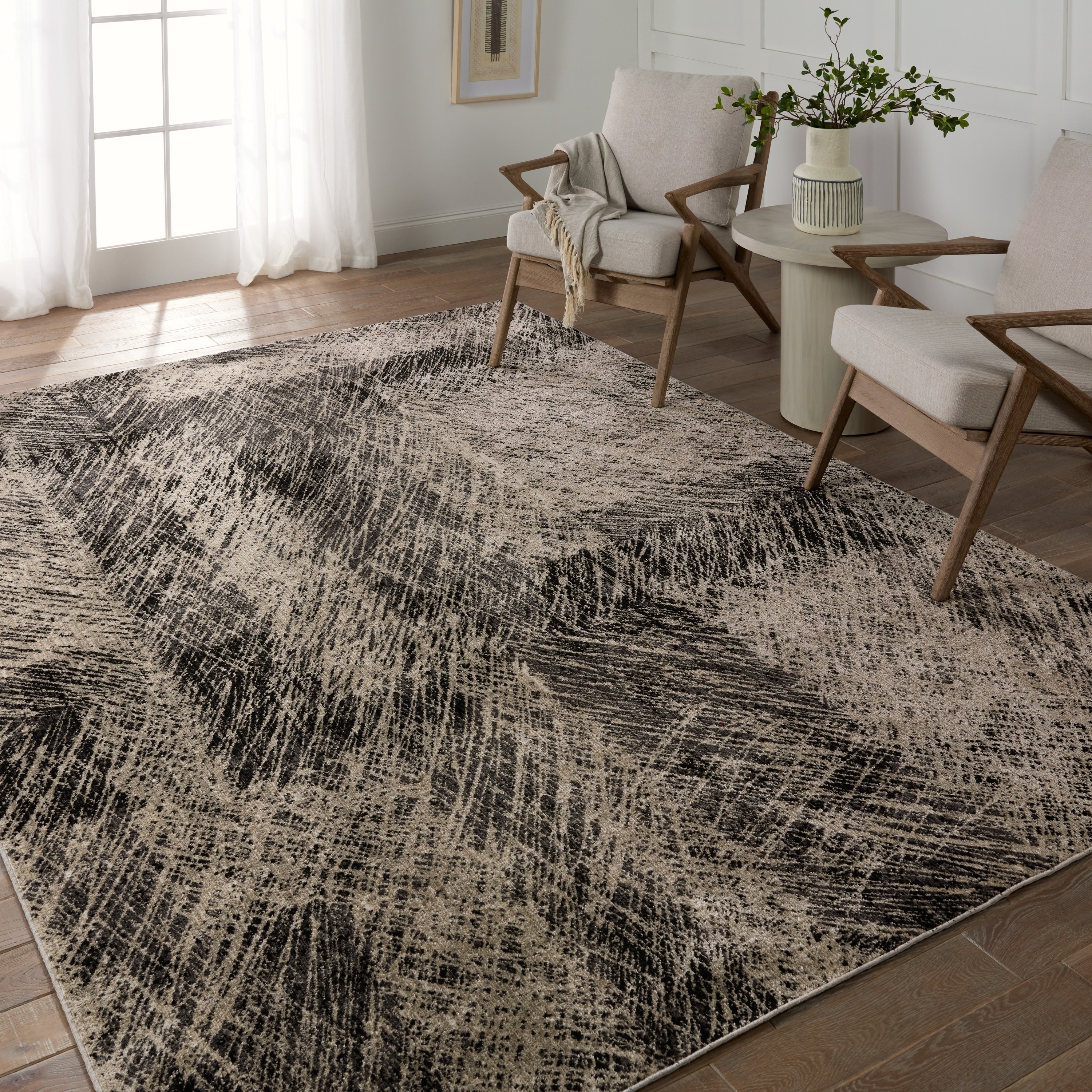 Natanael Abstract Black/ Taupe Area Rug