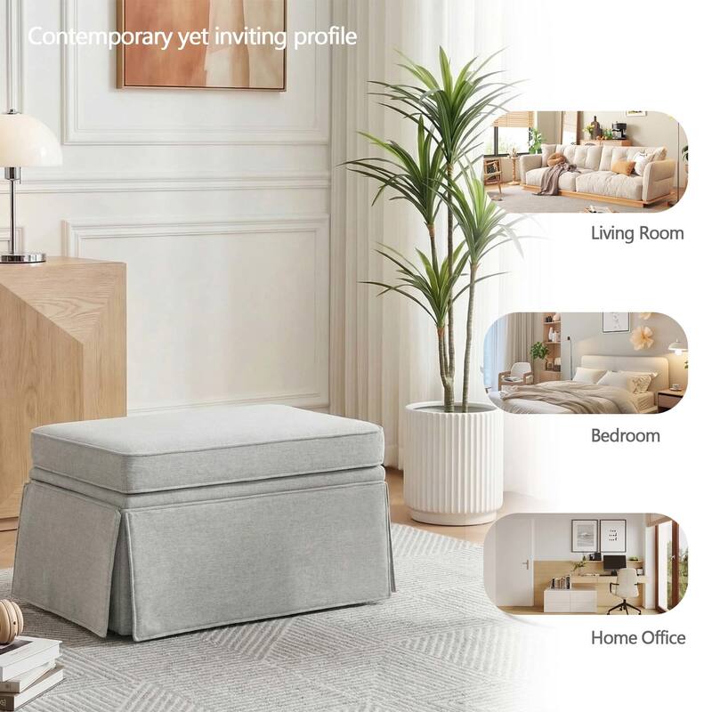 Rectangle Chenille Upholstered Storage Ottoman