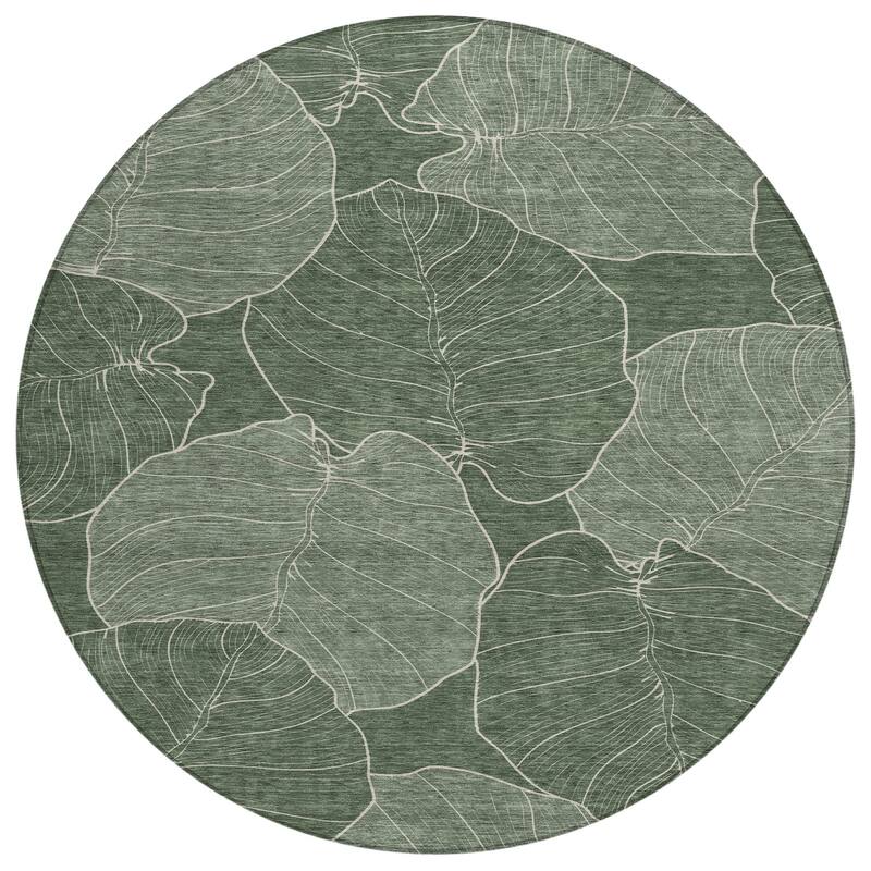 Machine Washable Indoor/ Outdoor Tropical Floral Chantille Rug