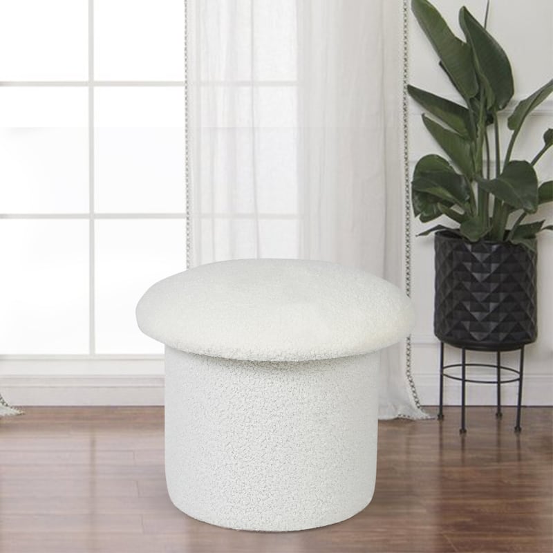 Adeco Mushroom Ottoman Teddy Velvet Foot Stool