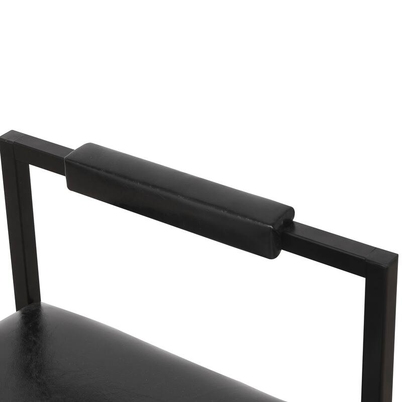 Faux Leather Upholstered Bar Stool Set of 2, Counter Height Bar Stools with Back, Kitchen Stool Island with Footstool