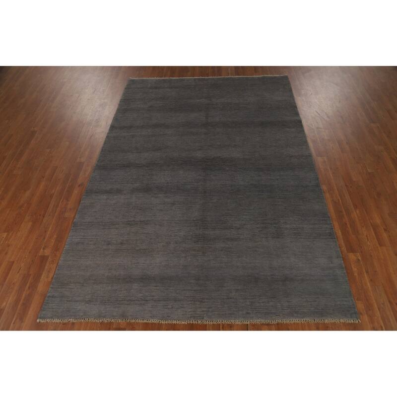 Modern Gray Gabbeh Oriental Area Rug Handmade Living Room Wool Carpet - 6'8" x 9'7"