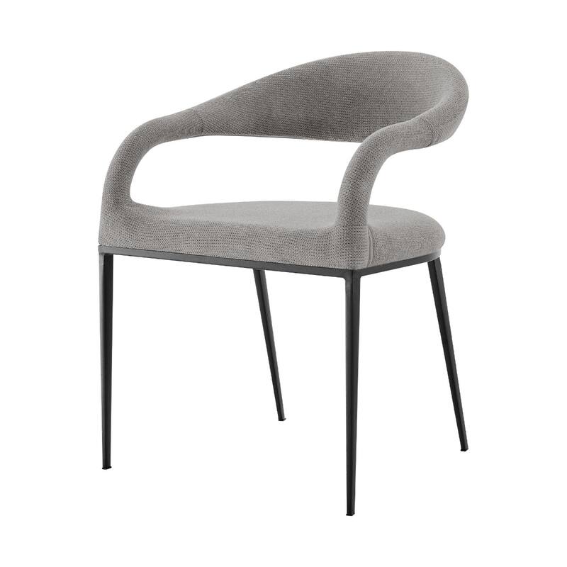 Metal Dining Armchairs with Polyester Upholstery Open Back, Set of 2 - 22” x 21” x 30” (D x W x H)