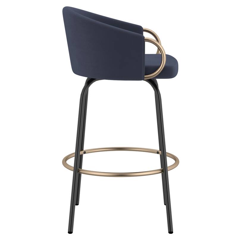 Set of 2 Contemporary Velvet & Metal 26" Counter Stool
