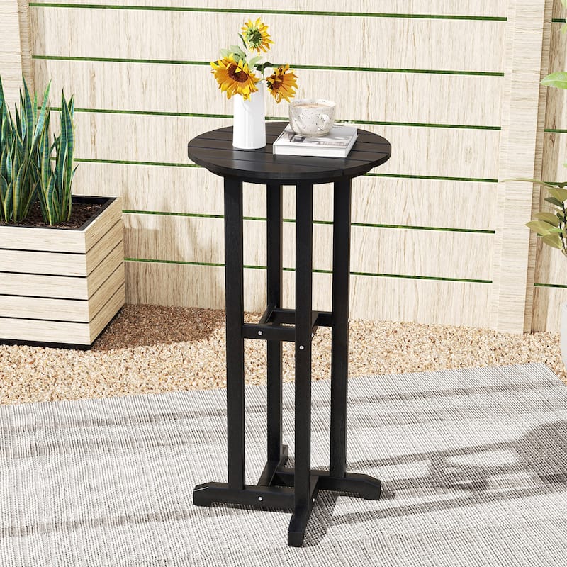 Gymax 21.5'' Round Bar Table Patio HDPE Bar Height Dining Table w/