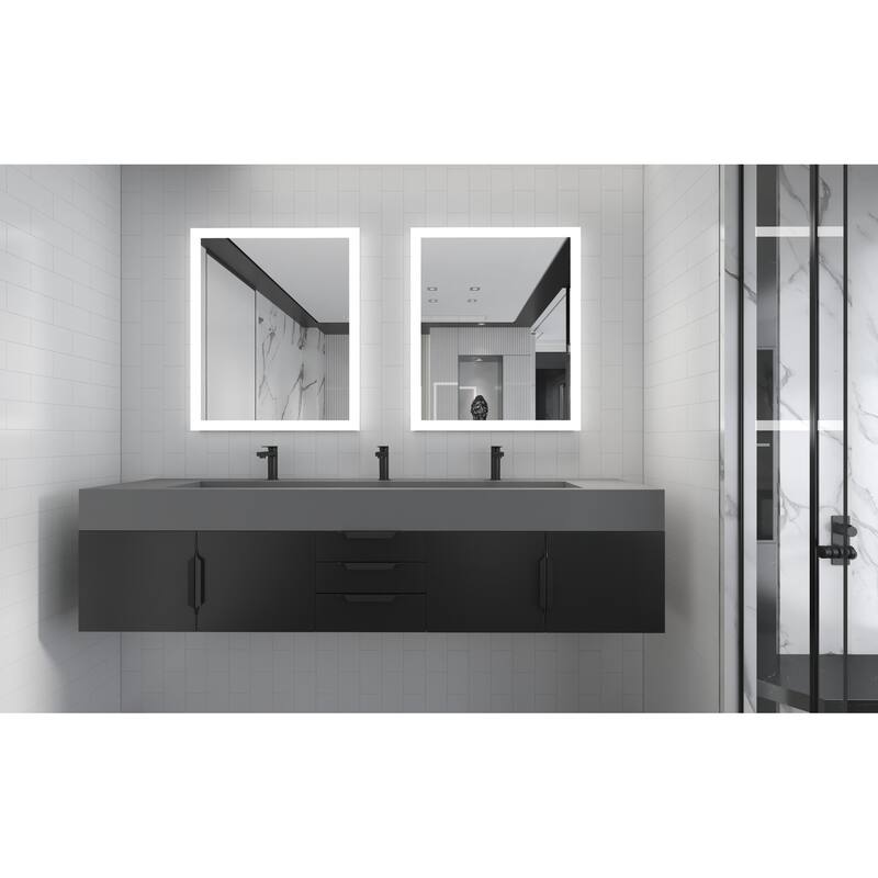Nile 84" Wall Mounted Bathroom Vanity Set gr/ Gray Top
