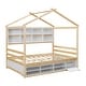 preview thumbnail 9 of 10, Natural Full Size House Bed with Roof Frame, Bedside-shelves, and Under Bed Storage Unit