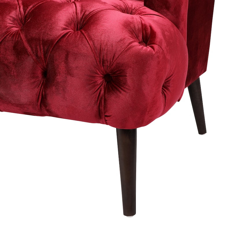 Contemporary 3-Seater Sofa with Button Tufted PU Upholstery and Birch Wood Legs