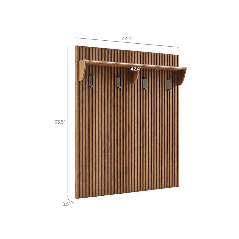 Render Fluted Coat Rack Panel With Shelf