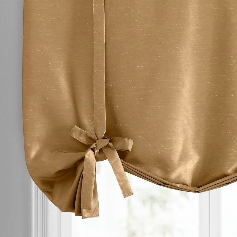 Exclusive Fabrics Vintage Textured Faux Dupioni Silk Tie-Up Window Shade (1 Panel)