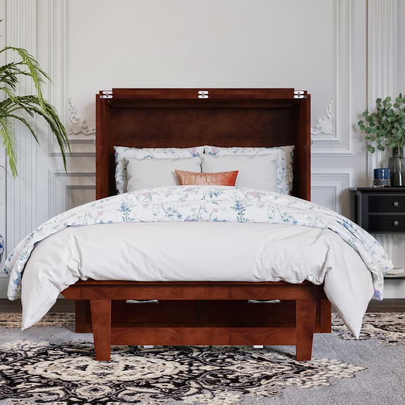 AFI Northfield Murphy Bed Chest with 6" Mattress, Storage Drawer & Built-In Charger