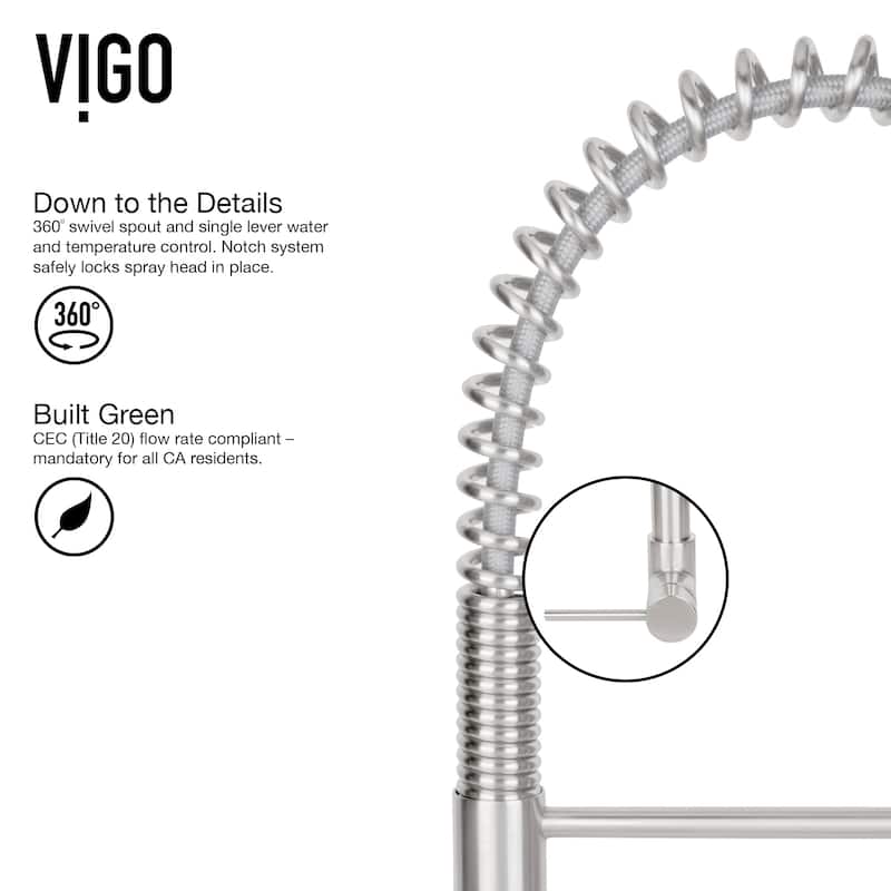 VIGO Laurelton 22" H Single Handle Pull-Down Sprayer Kitchen Faucet