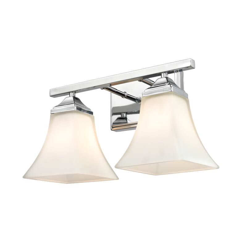 Millennium Lighting Metal 2 Light Vanity Fixture with Etched White Glass Shades - Chrome