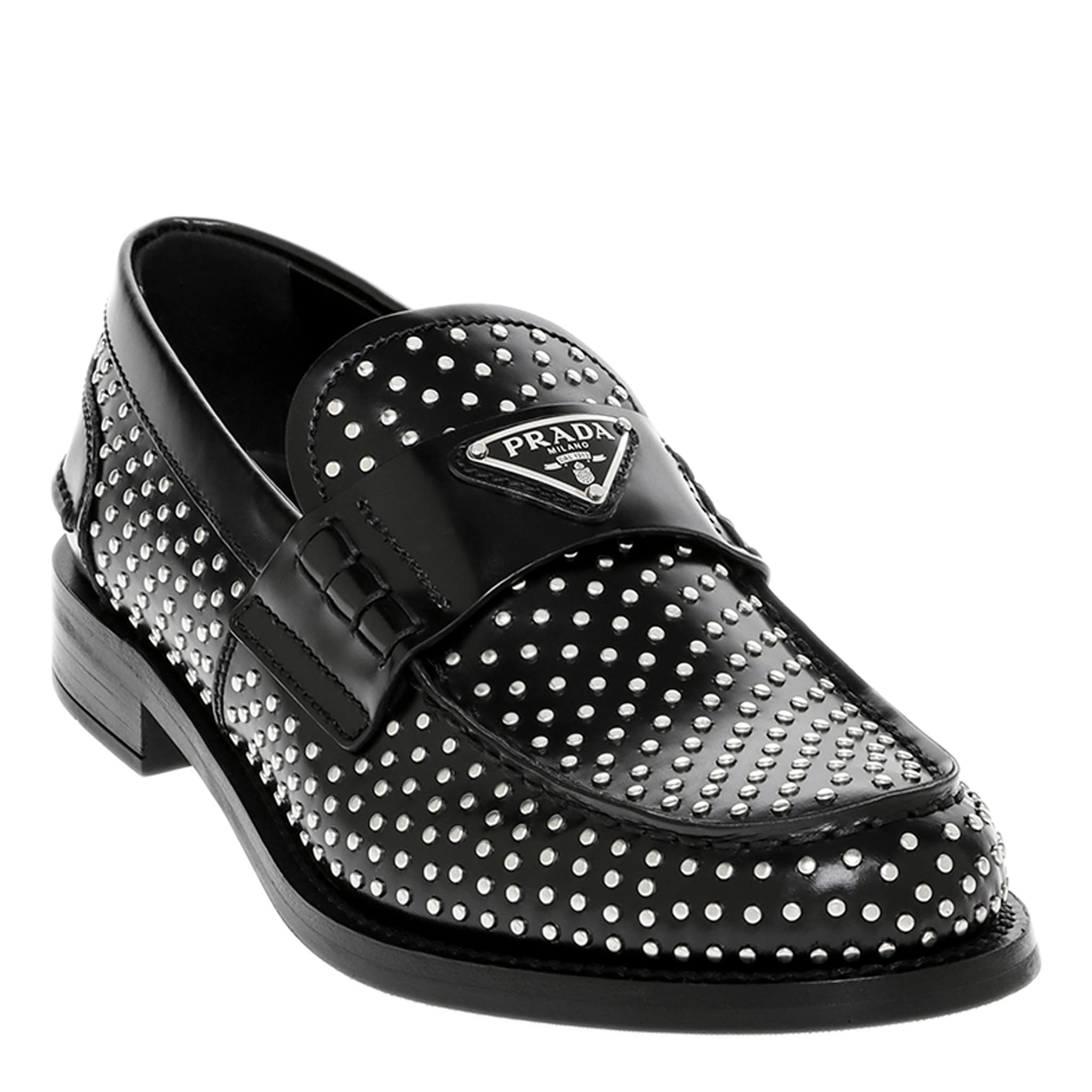 Prada Studded Loafers - Overstock - 43808111