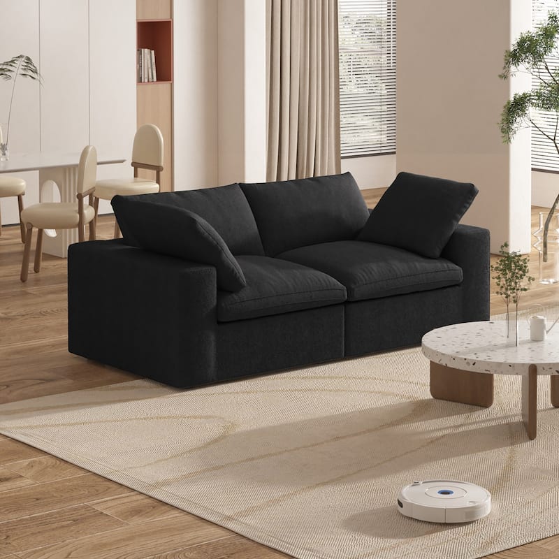 80'' Linen Upholstered Loveseat Sofa Sectional Couch